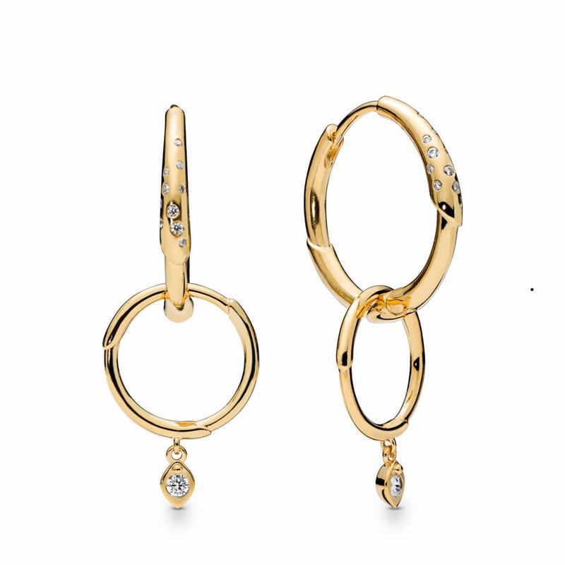 Pandora Shine™ Flower Stem Hoop Earrings Gold Egypt RJ3680217